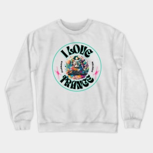 Trance - I Love Trance Cat (black/pink) Crewneck Sweatshirt